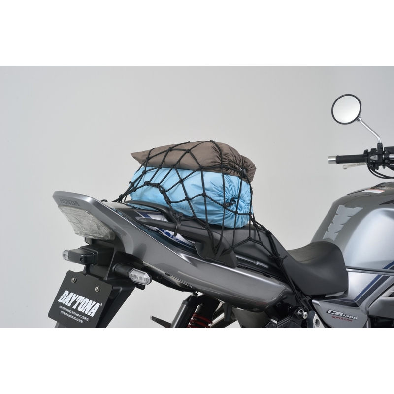 Rete portapacchi flessibile per moto con ganci in plastica Daytona 30 x 30 cm nero
