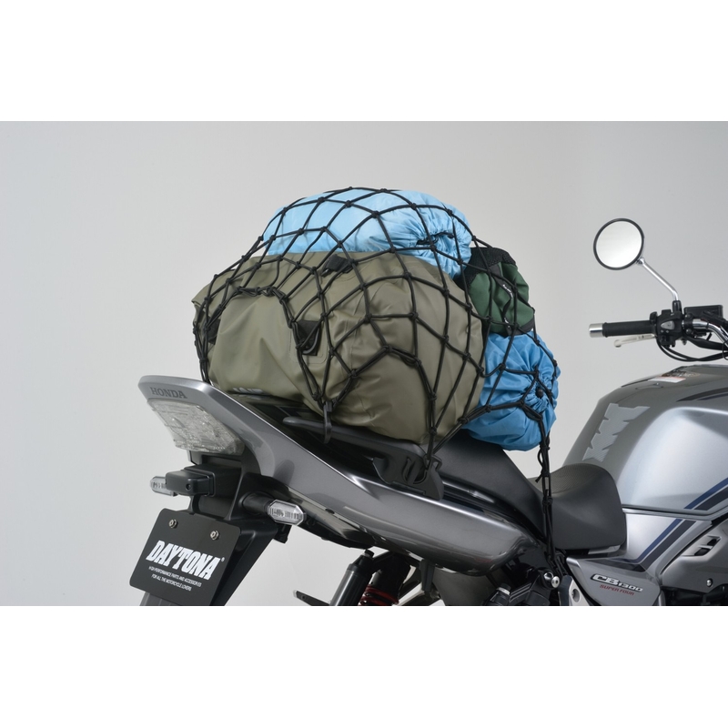 Rete portabagagli flessibile per moto con ganci in plastica Daytona 50 x 50 cm nero