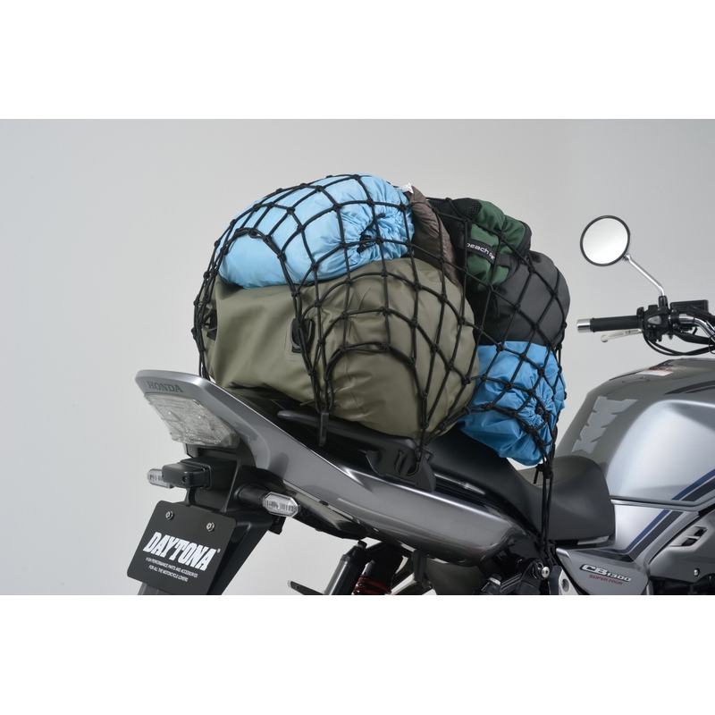 Rete portapacchi flessibile per moto con ganci in plastica Daytona 60 x 60 cm nero