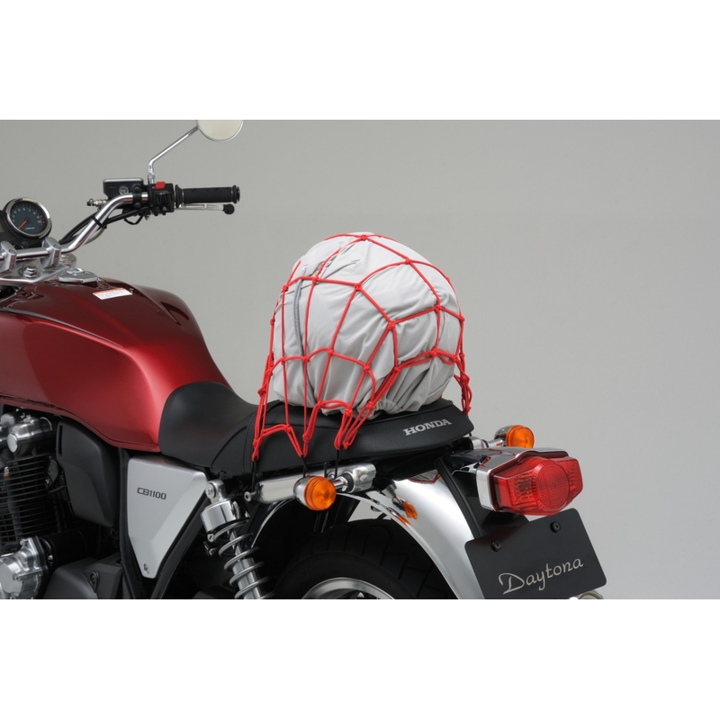 Rete portapacchi flessibile per moto con ganci in metallo Daytona 40 x 40 cm rosso