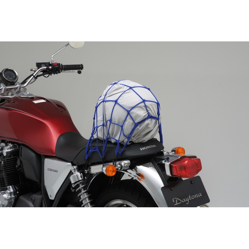 Rete portapacchi flessibile per moto con ganci in metallo Daytona 40 x 40 cm blu