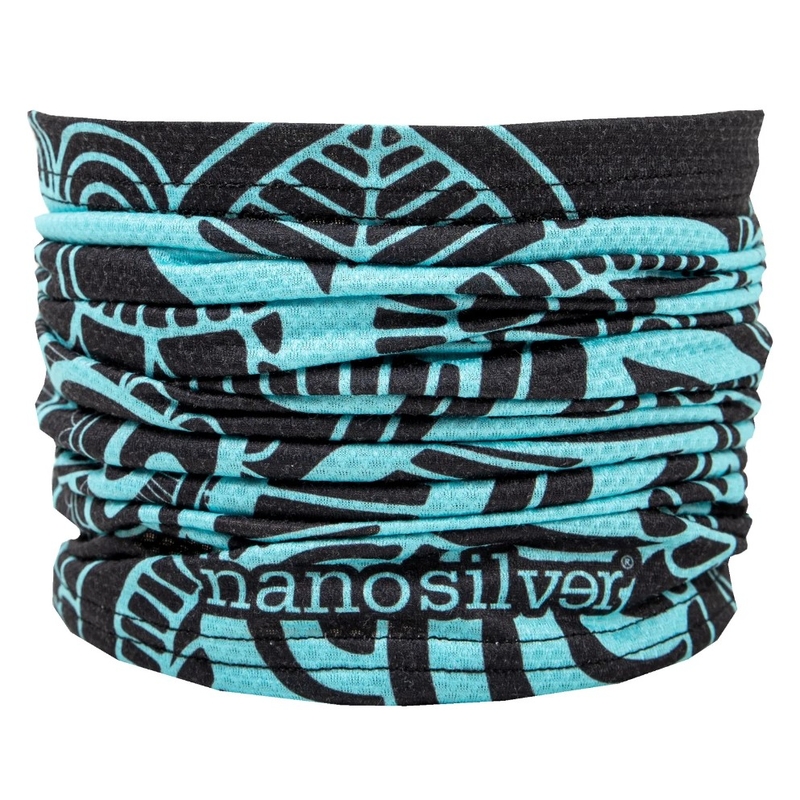 Scaldacollo multifunzionale nanosilver® Flower nero-turchese