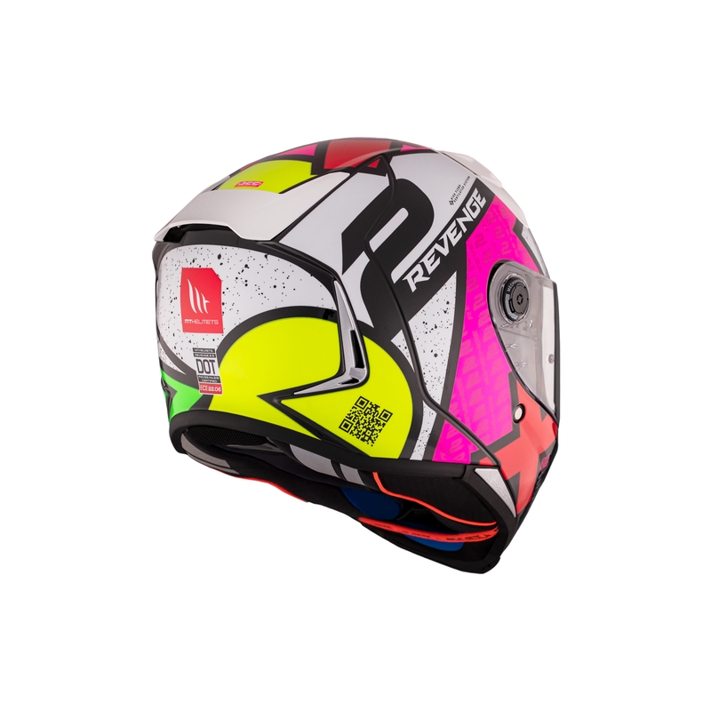 MT REVENGE 2 S Light CO casco moto integrale lucido bianco-rosa-giallo
