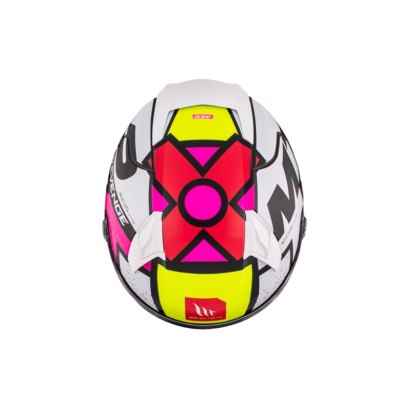 MT REVENGE 2 S Light CO casco moto integrale lucido bianco-rosa-giallo
