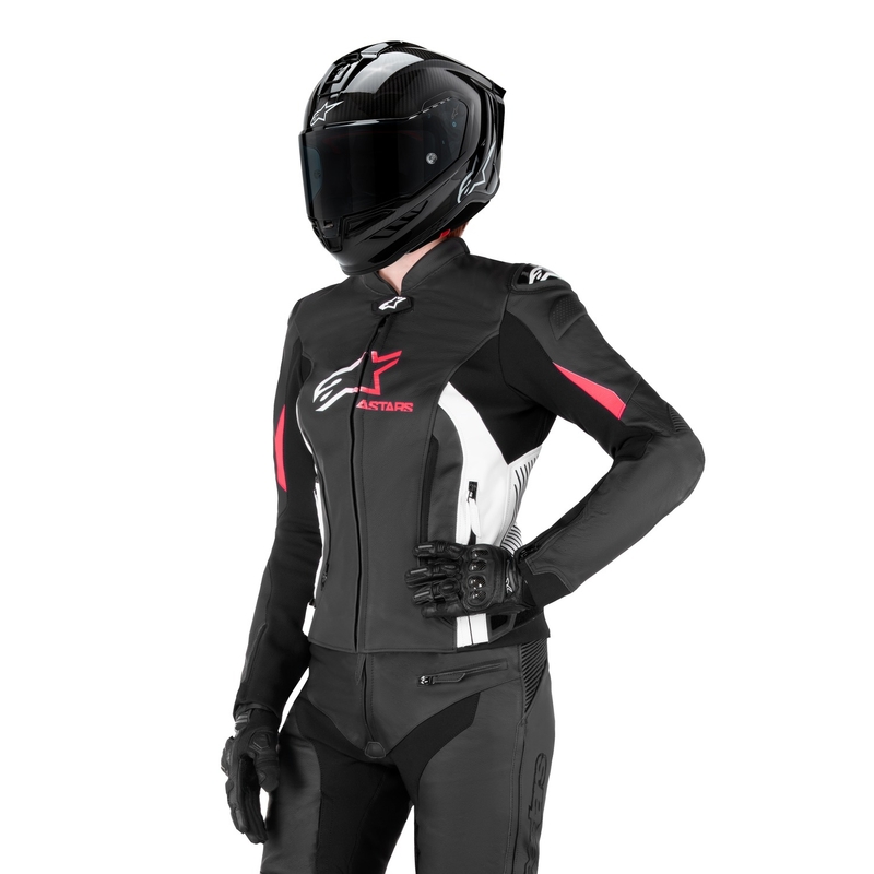 Alpinestars GP PLUS 4 Giacca da moto da donna nera, bianca e rosa
