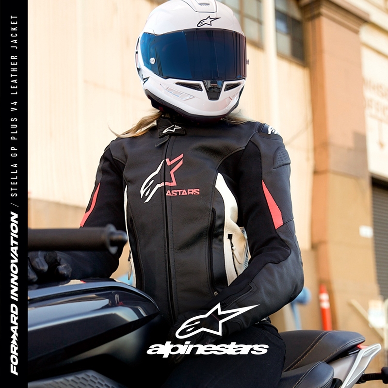 Alpinestars GP PLUS 4 Giacca da moto da donna nera, bianca e rosa