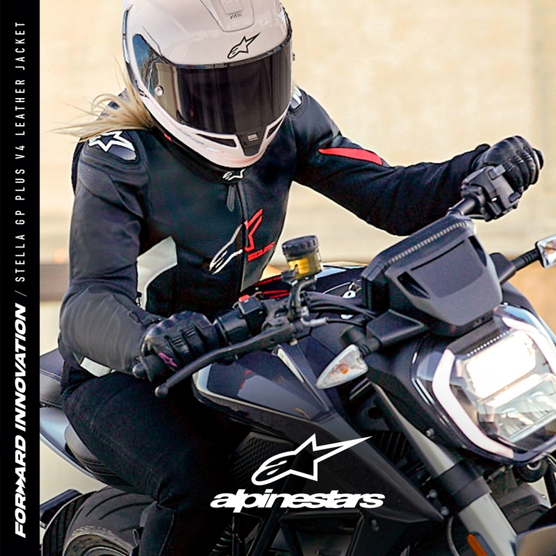 Alpinestars GP PLUS 4 Giacca da moto da donna nera, bianca e rosa