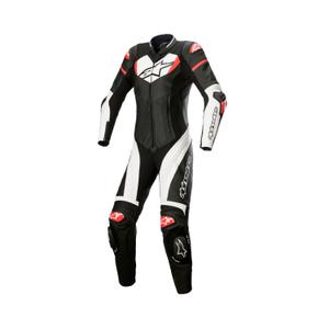 Alpinestars Tuta da moto da donna monopezzo in pelle Alpinestars STELLA GP PLUS 2 Nero-Bianco-Rosso fluo