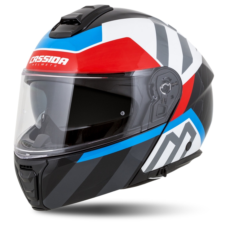 Casco moto Cassida Modulo 2.1 Profile flip-up bianco-nero-blu-grigio