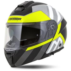 Casco moto Cassida Modulo 2.1 Profile flip-up bianco-nero-giallo fluo-grigio