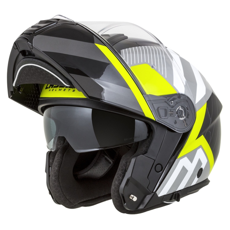 Casco moto Cassida Modulo 2.1 Profile flip-up bianco-nero-giallo fluo-grigio
