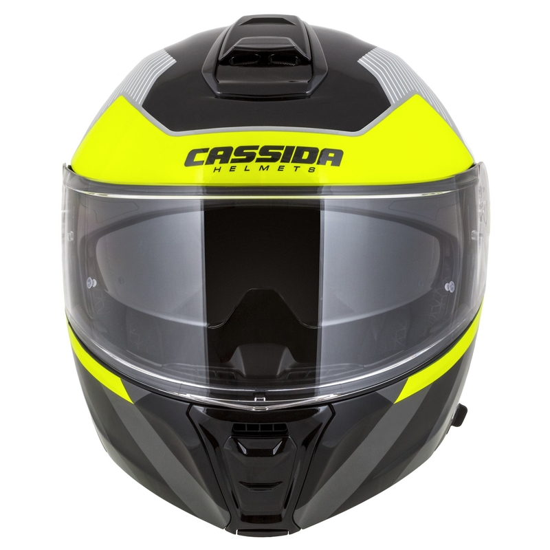 Casco moto Cassida Modulo 2.1 Profile flip-up bianco-nero-giallo fluo-grigio