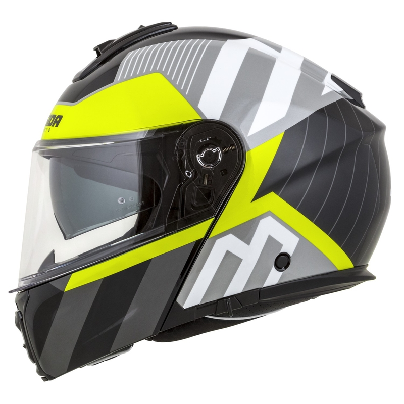 Casco moto Cassida Modulo 2.1 Profile flip-up bianco-nero-giallo fluo-grigio