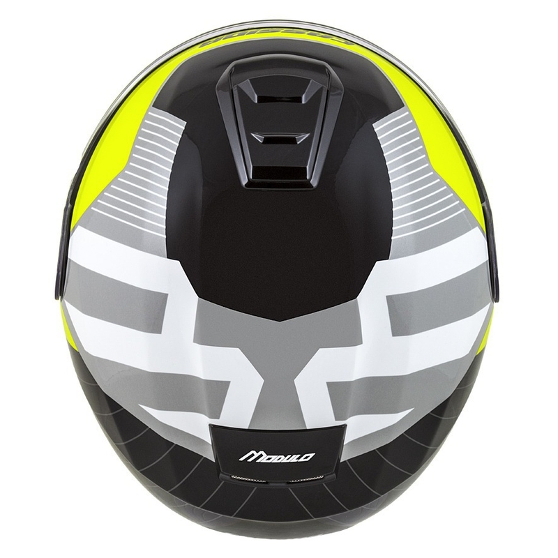 Casco moto Cassida Modulo 2.1 Profile flip-up bianco-nero-giallo fluo-grigio