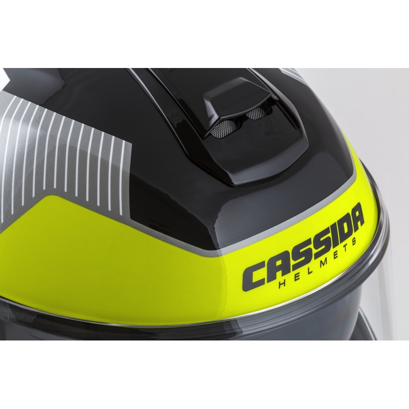 Casco moto Cassida Modulo 2.1 Profile flip-up bianco-nero-giallo fluo-grigio