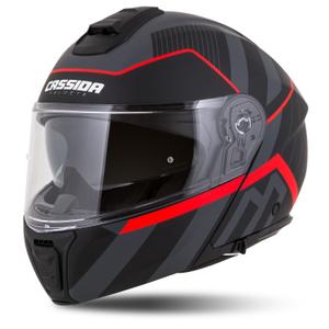 Casco moto Cassida Modulo 2.1 Profile flip-up nero-grigio-rosso opaco