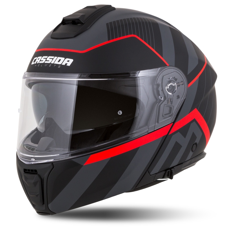 Casco moto Cassida Modulo 2.1 Profile flip-up nero-grigio-rosso opaco