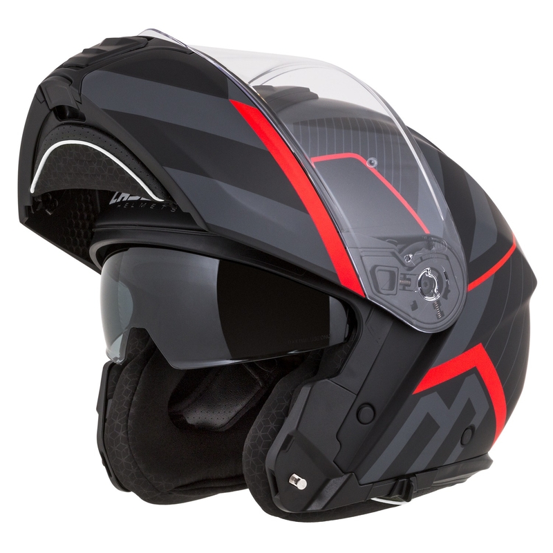 Casco moto Cassida Modulo 2.1 Profile flip-up nero-grigio-rosso opaco