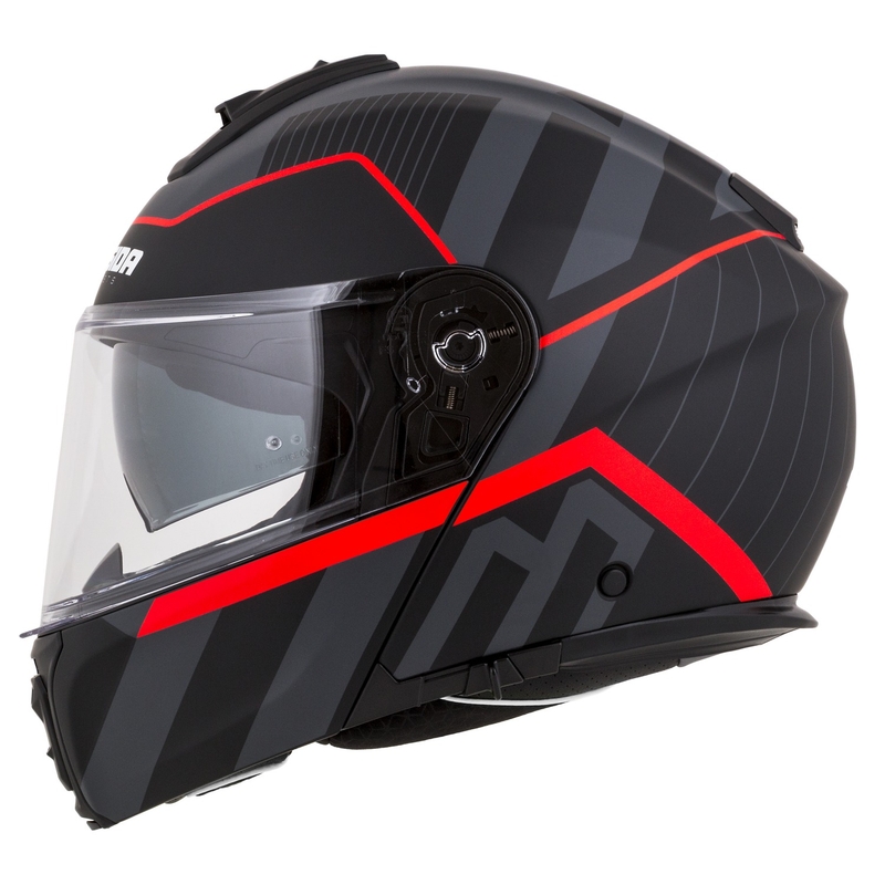 Casco moto Cassida Modulo 2.1 Profile flip-up nero-grigio-rosso opaco
