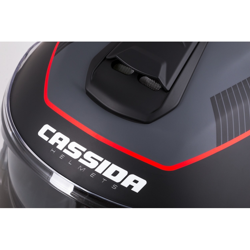 Casco moto Cassida Modulo 2.1 Profile flip-up nero-grigio-rosso opaco