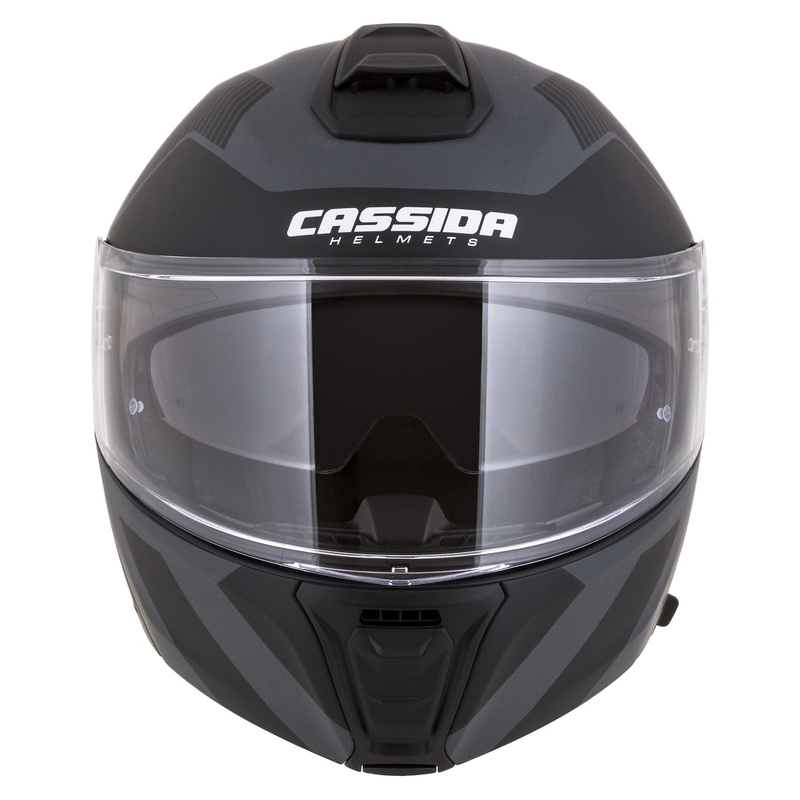 Cassida Modulo 2.1 Profile Vision casco moto ribaltabile nero opaco-grigio riflettente