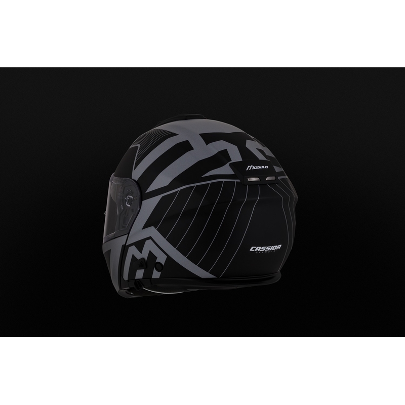 Cassida Modulo 2.1 Profile Vision casco moto ribaltabile nero opaco-grigio riflettente