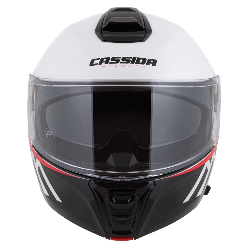 Cassida Modulo 2.1 Compass casco moto ribaltabile bianco perla-nero-rosso-argento