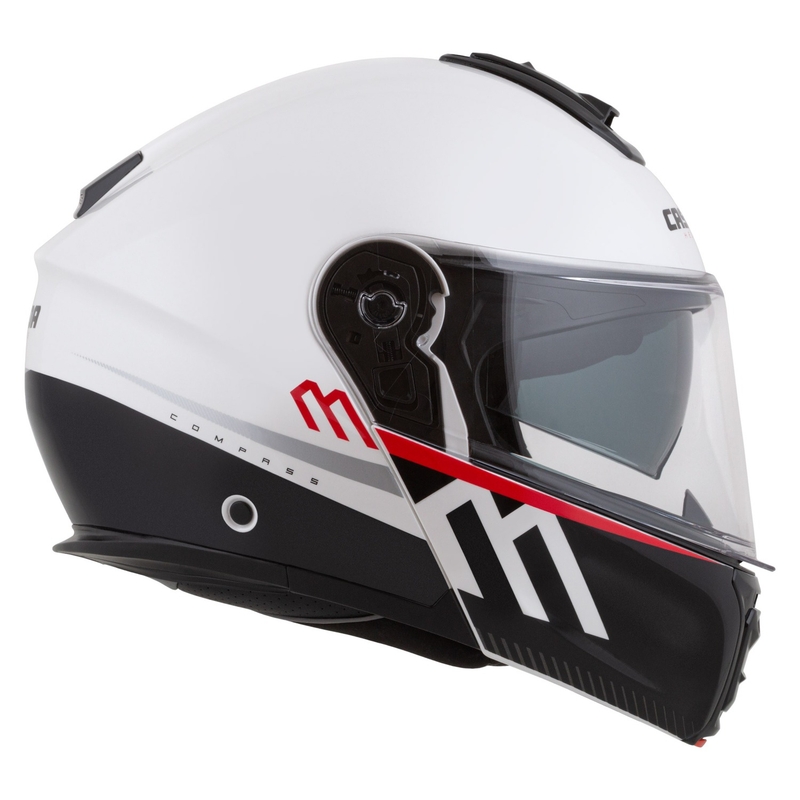 Cassida Modulo 2.1 Compass casco moto ribaltabile bianco perla-nero-rosso-argento