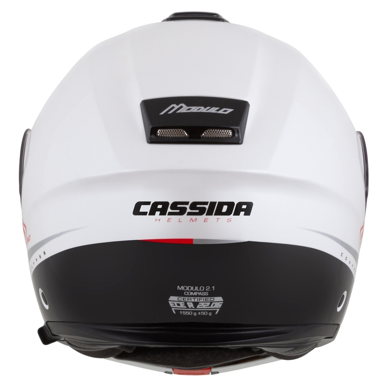Cassida Modulo 2.1 Compass casco moto ribaltabile bianco perla-nero-rosso-argento