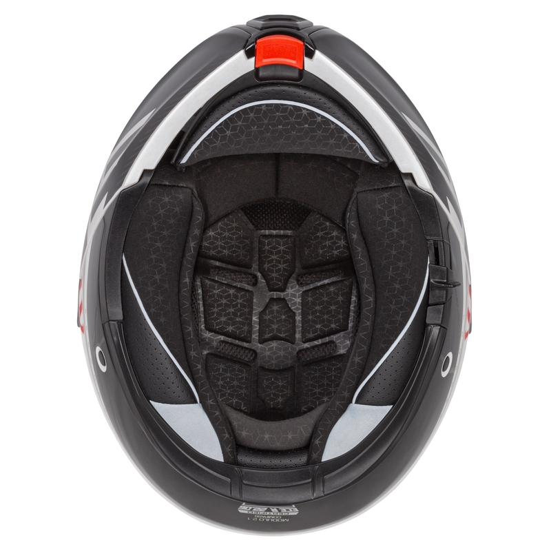 Cassida Modulo 2.1 Compass casco moto ribaltabile bianco perla-nero-rosso-argento