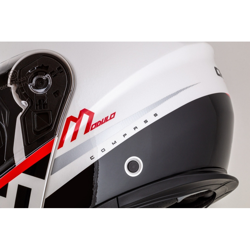 Cassida Modulo 2.1 Compass casco moto ribaltabile bianco perla-nero-rosso-argento