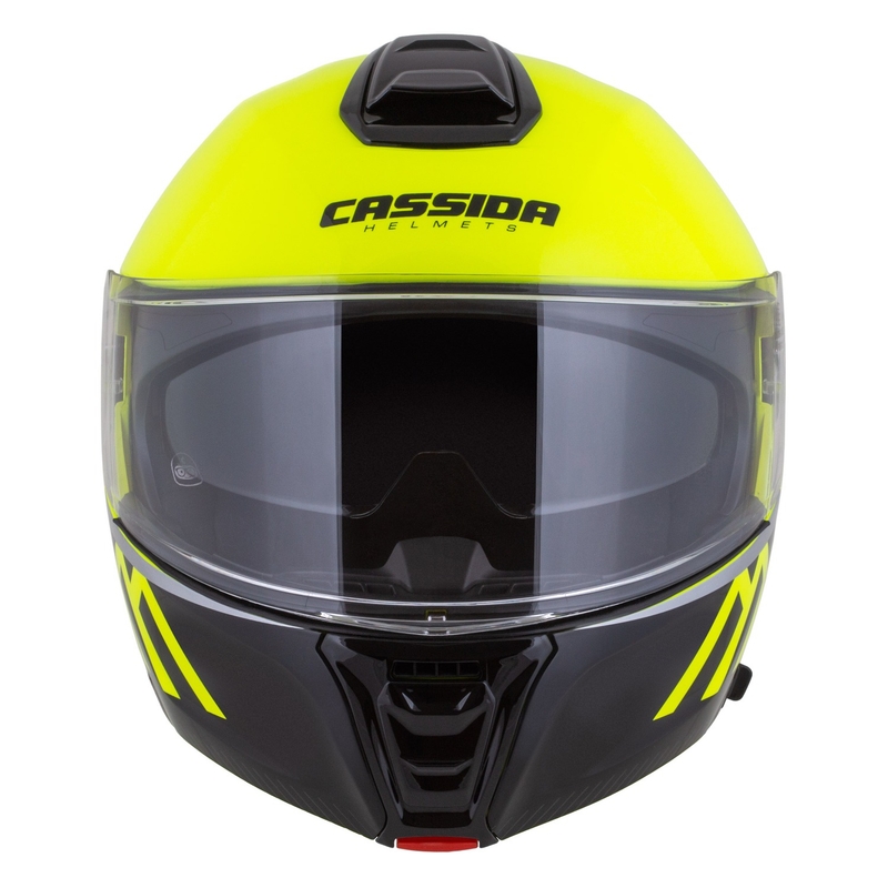 Casco moto Cassida Modulo 2.1 Compass giallo fluo-nero-argento-rosso