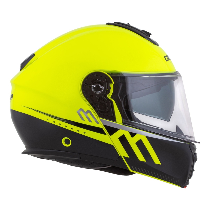 Casco moto Cassida Modulo 2.1 Compass giallo fluo-nero-argento-rosso