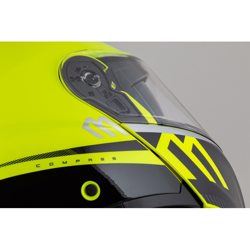 Casco moto Cassida Modulo 2.1 Compass giallo fluo-nero-argento-rosso