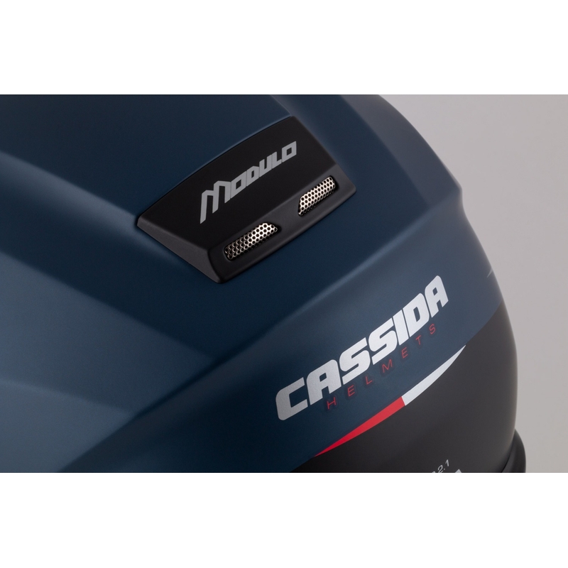 Cassida Modulo 2.1 Compass casco moto ribaltabile blu opaco rosso perla