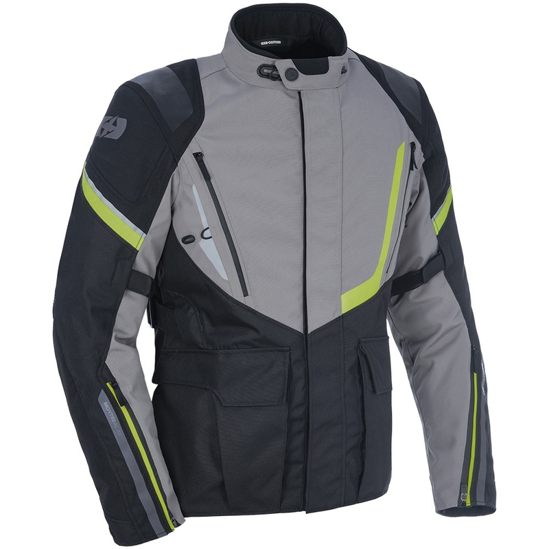 Giacca da moto Oxford Montreal 4.0 DRY2DRY™ nero-grigio-giallo fluo