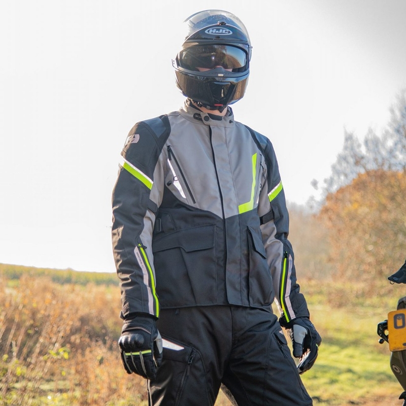 Giacca da moto Oxford Montreal 4.0 DRY2DRY™ nero-grigio-giallo fluo