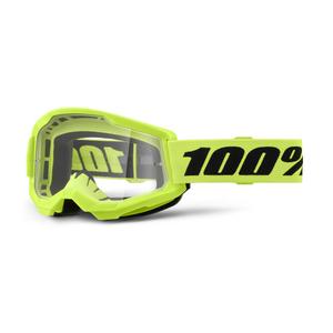 Occhiali da motocross per bambini 100% STRATA 2 giallo neon plexi trasparente