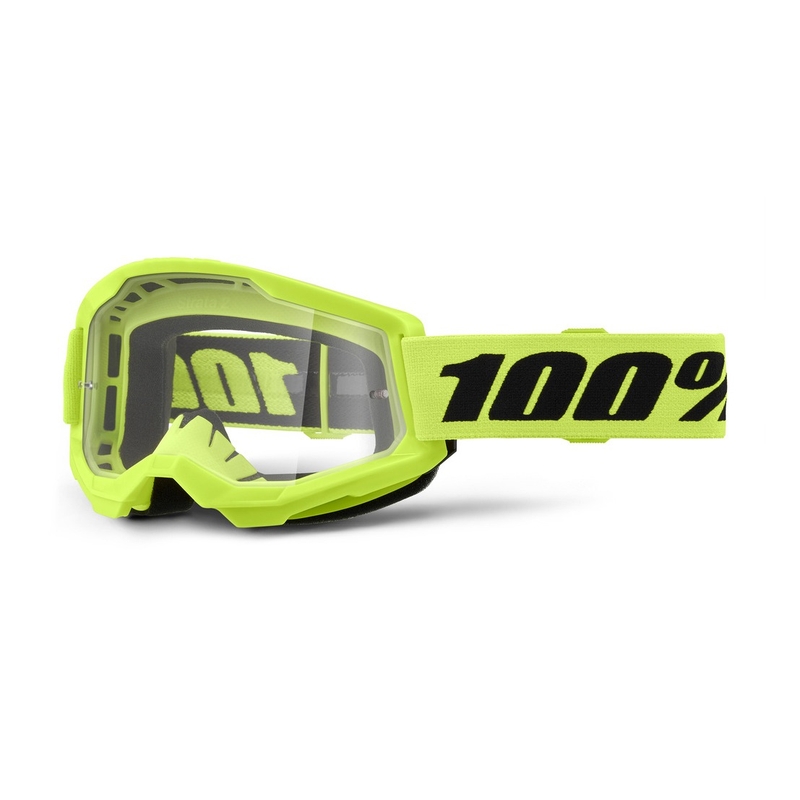 Occhiali da motocross per bambini 100% STRATA 2 giallo neon plexi trasparente