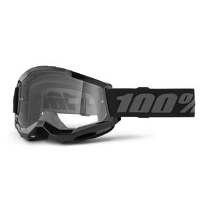 Occhiali da motocross per bambini 100% STRATA 2 nero plexi trasparente