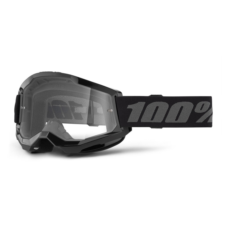 Occhiali da motocross per bambini 100% STRATA 2 nero plexi trasparente
