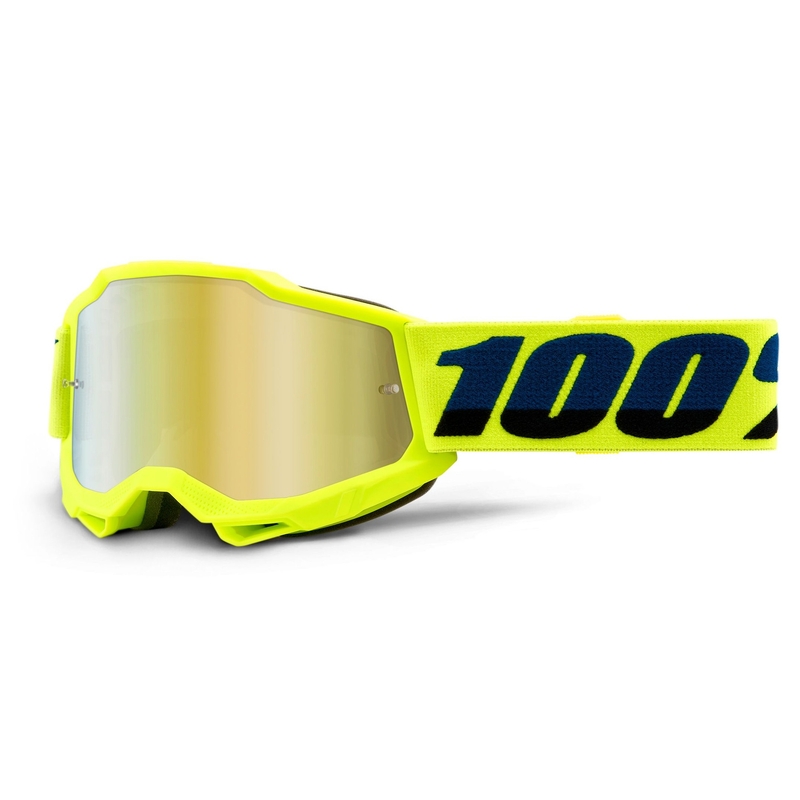 Occhiali da motocross per bambini 100% USA ACCURI 2 giallo specchiato oro plexi