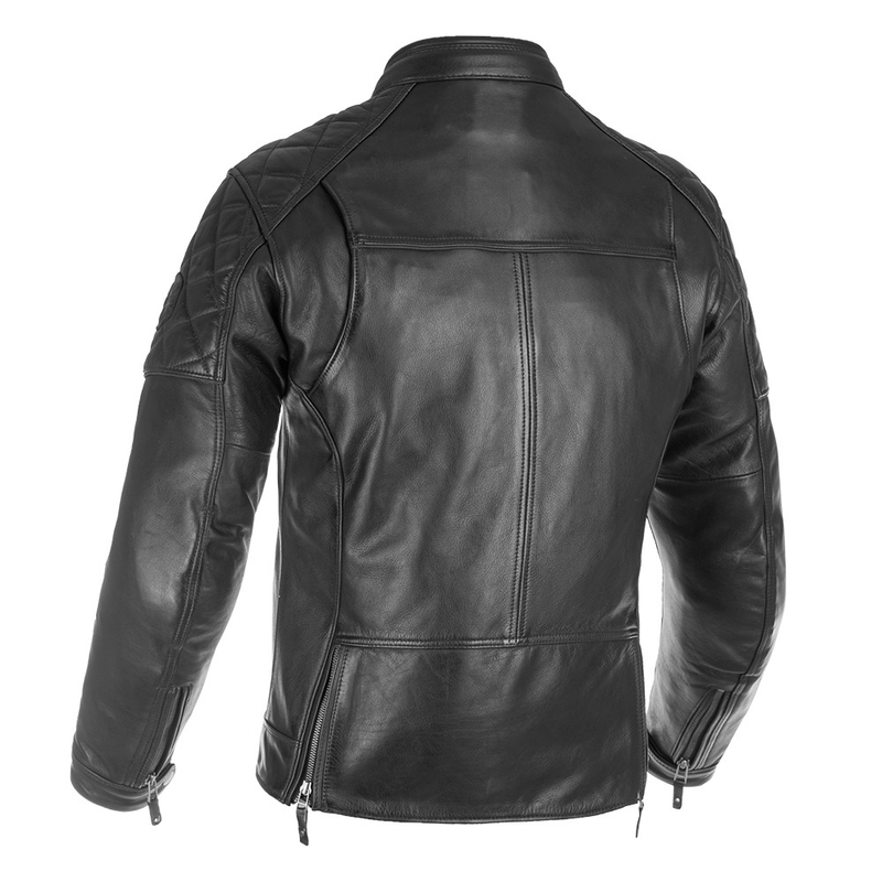 Giacca da moto in pelle nera Oxford Route 73 2.0