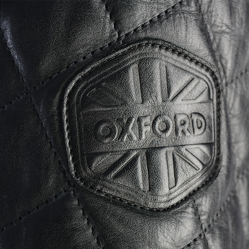 Giacca da moto in pelle nera Oxford Route 73 2.0