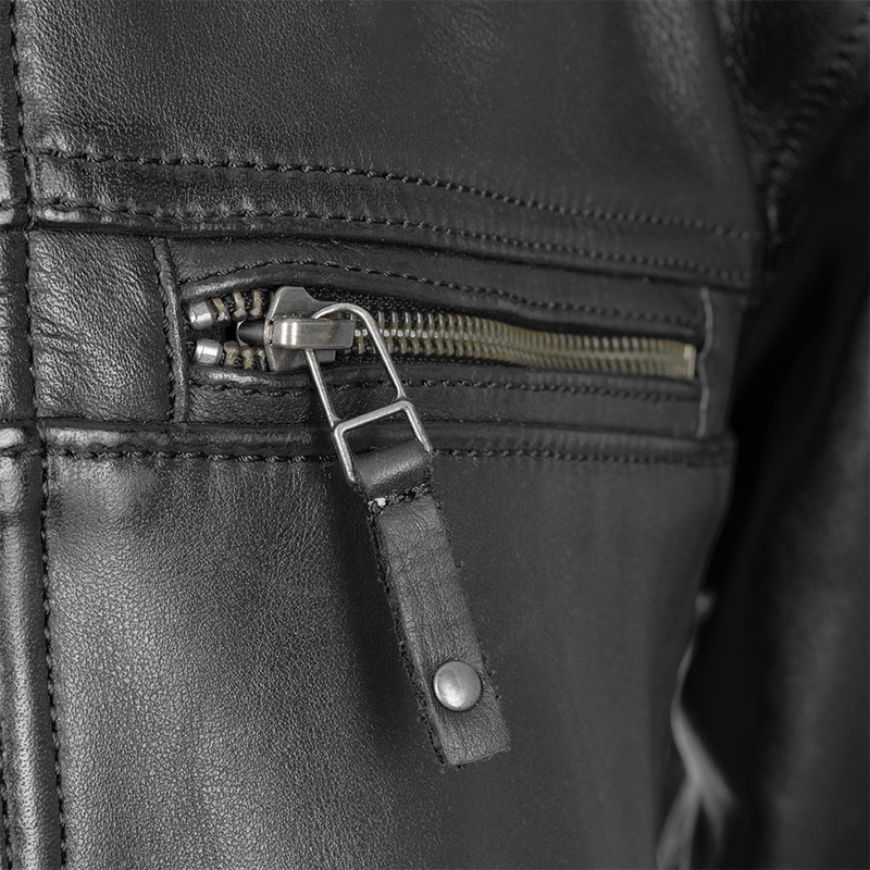 Giacca da moto in pelle nera Oxford Route 73 2.0