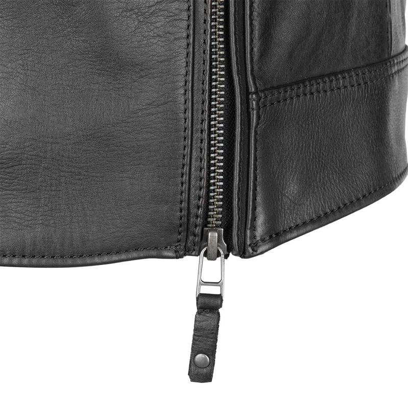 Giacca da moto in pelle nera Oxford Route 73 2.0