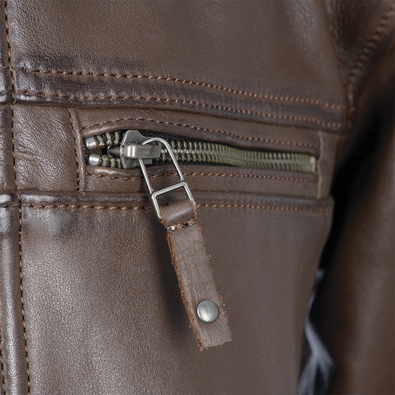 Giacca da moto in pelle marrone Oxford Route 73 2.0 Saldi
