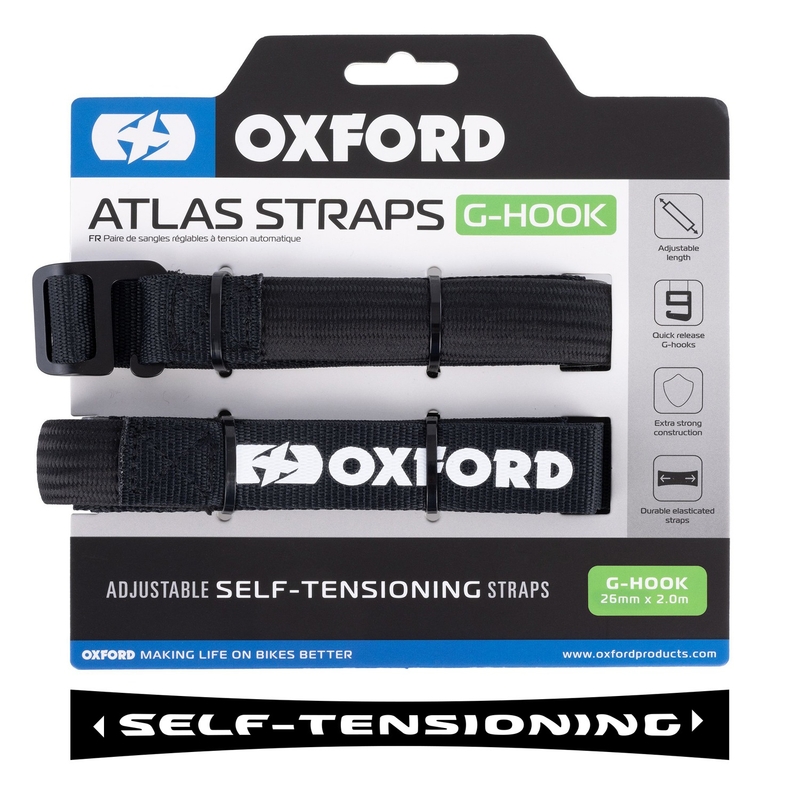 Oxford Atlas G-Hook cinghie per bagagli 2 pezzi nero 26mm x 2m