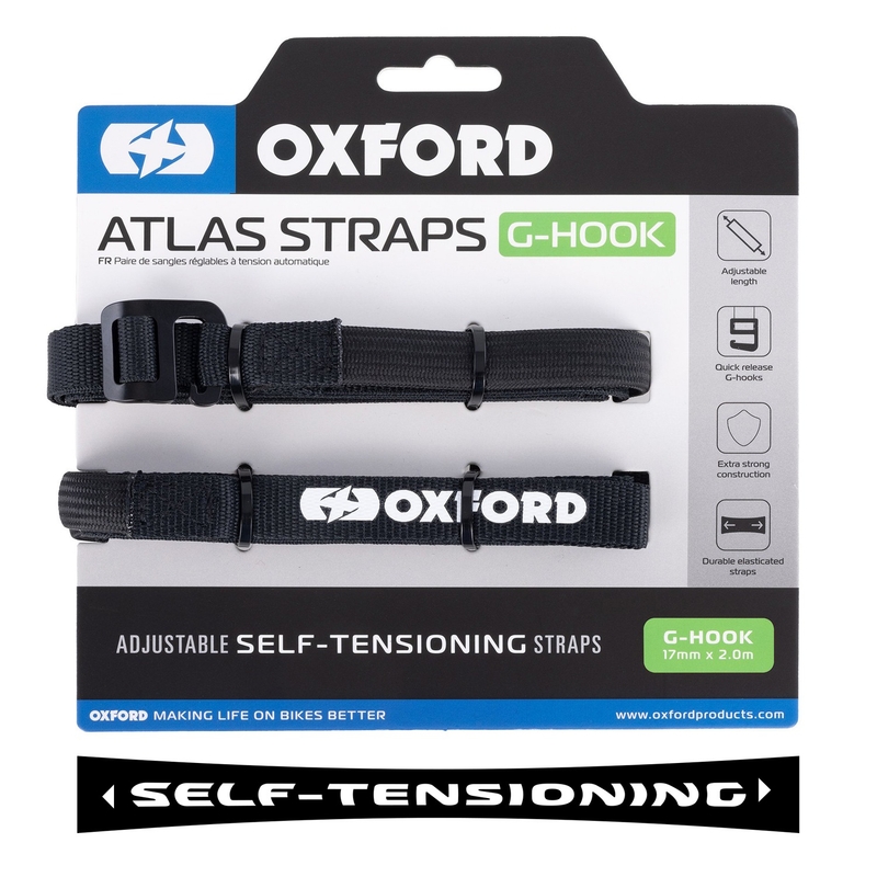Oxford Atlas G-Hook cinghie per bagagli 2 pezzi nero 17 mm x 2 m
