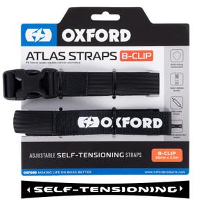 Cinghie per bagagli Oxford Atlas B-Clip 2 pezzi nero 26 mm x 2 m